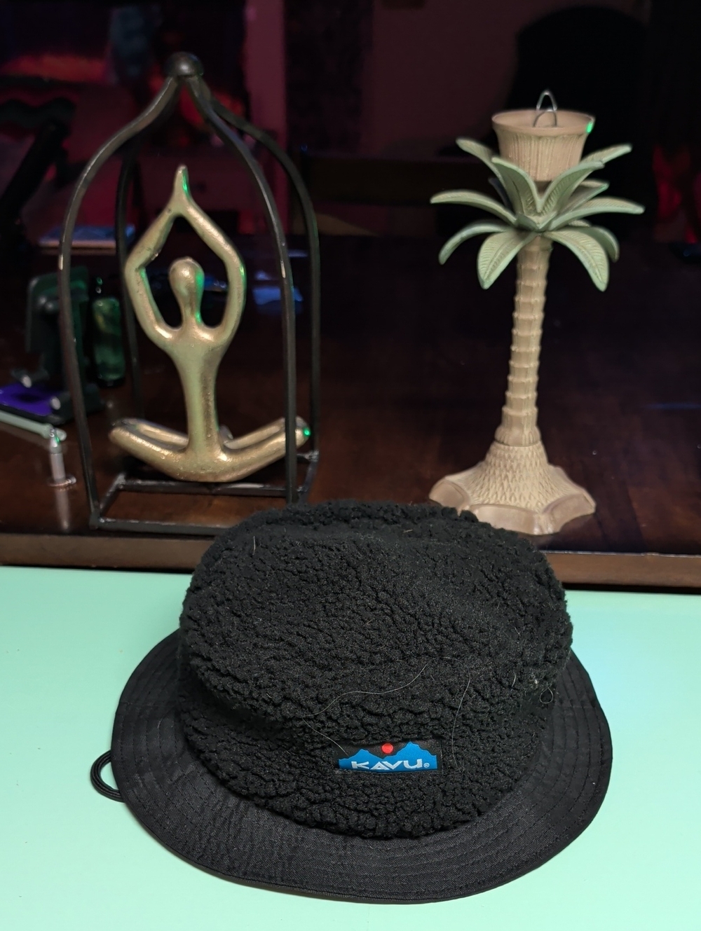 Kavu Black Sherpa Bucket Hat with Logo Patch